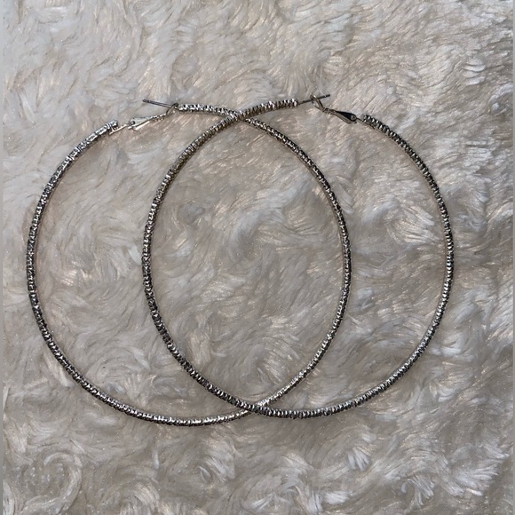 XL Silver Hoops - Picture 1 of 4